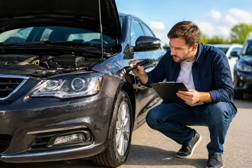 Man Check a Used Car Before Buying